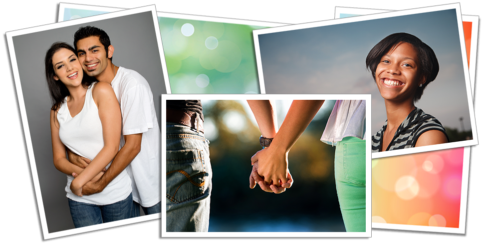 happy couples and young girls