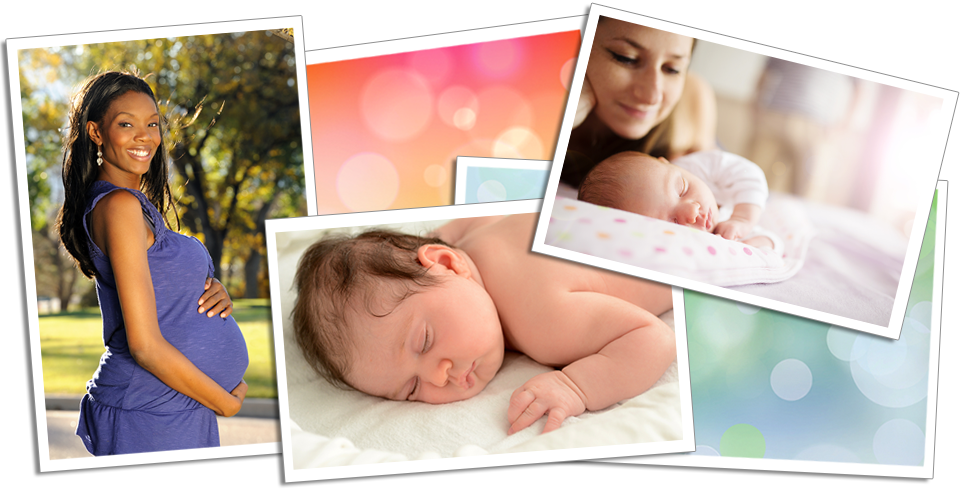 Pregnant woman, Mother and Baby, Sleeping baby collage